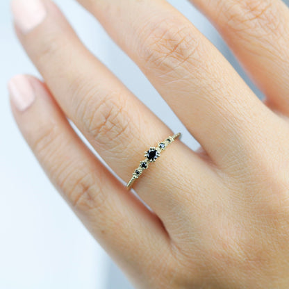 Engagement ring, Black diamond ring, anniversary ring, ring for her, classic ring diamond, mom ring, modern engagement ring - NOOI JEWELRY