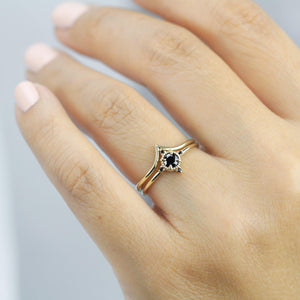 diamond ring, black diamond ring, wedding ring set, wedding ring, engagement ring, promise ring, wedding band, chevron band| R214R216BD - NOOI JEWELRY