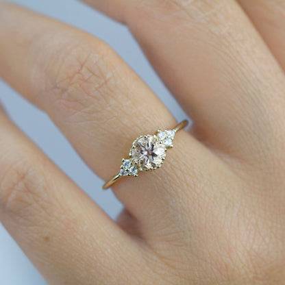 Morganite and diamond engagement ring, simple engagement ring 18k gold and diamond - NOOI JEWELRY