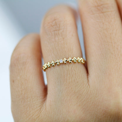 wedding ring, vine wedding band, diamond wedding band, minimalist engagement ring, simple wedding band, stackable ring - NOOI JEWELRY