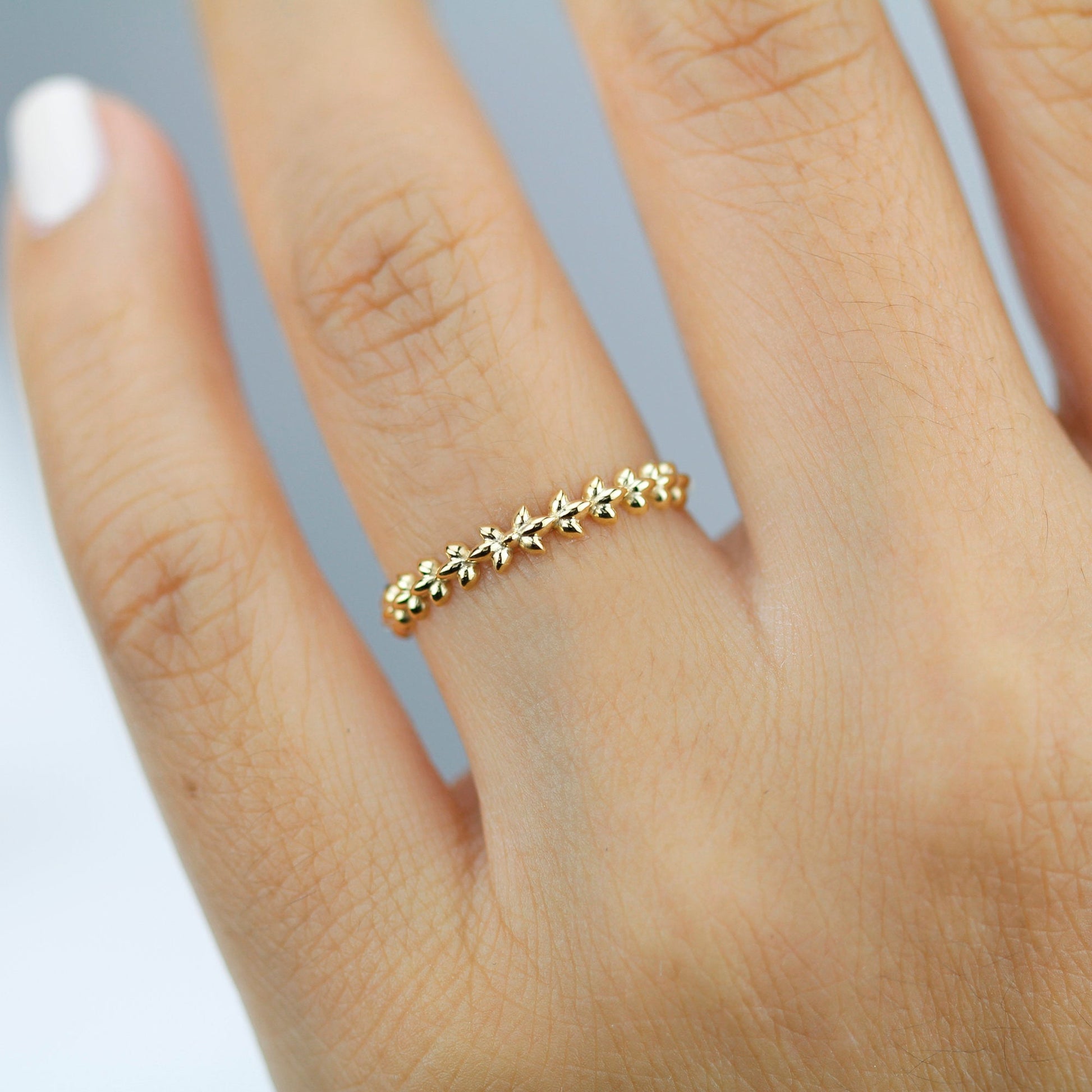 wedding ring, vine wedding band, lotus leaf wedding band, minimalist engagement ring, simple wedding band, stackable ring - NOOI JEWELRY