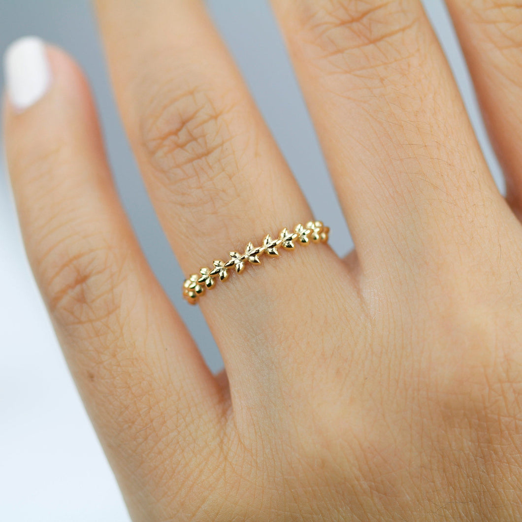 wedding ring, vine wedding band, lotus leaf wedding band, minimalist engagement ring, simple wedding band, stackable ring - NOOI JEWELRY