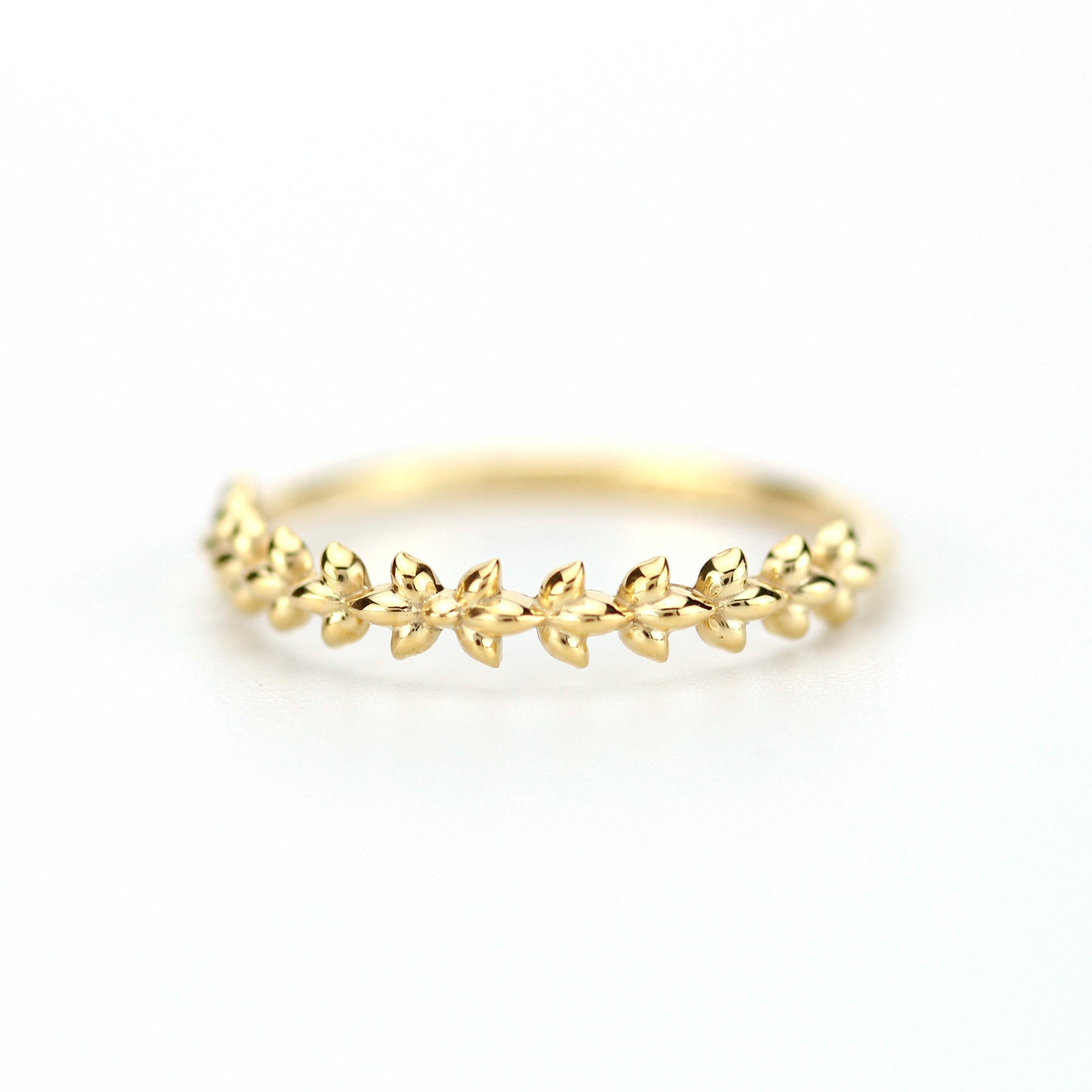 wedding ring, vine wedding band, lotus leaf wedding band, minimalist engagement ring, simple wedding band, stackable ring - NOOI JEWELRY
