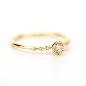 simple engagement ring, dainty diamond ring, Hexagonal engagement ring, minimal ring, minimalist ring, minimalist ring - NOOI JEWELRY