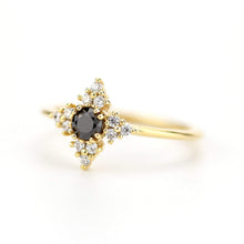 Load image into Gallery viewer, Black diamond ring, diamond engagement ring, minimalist engagement ring, black and white diamond ring - NOOI JEWELRY