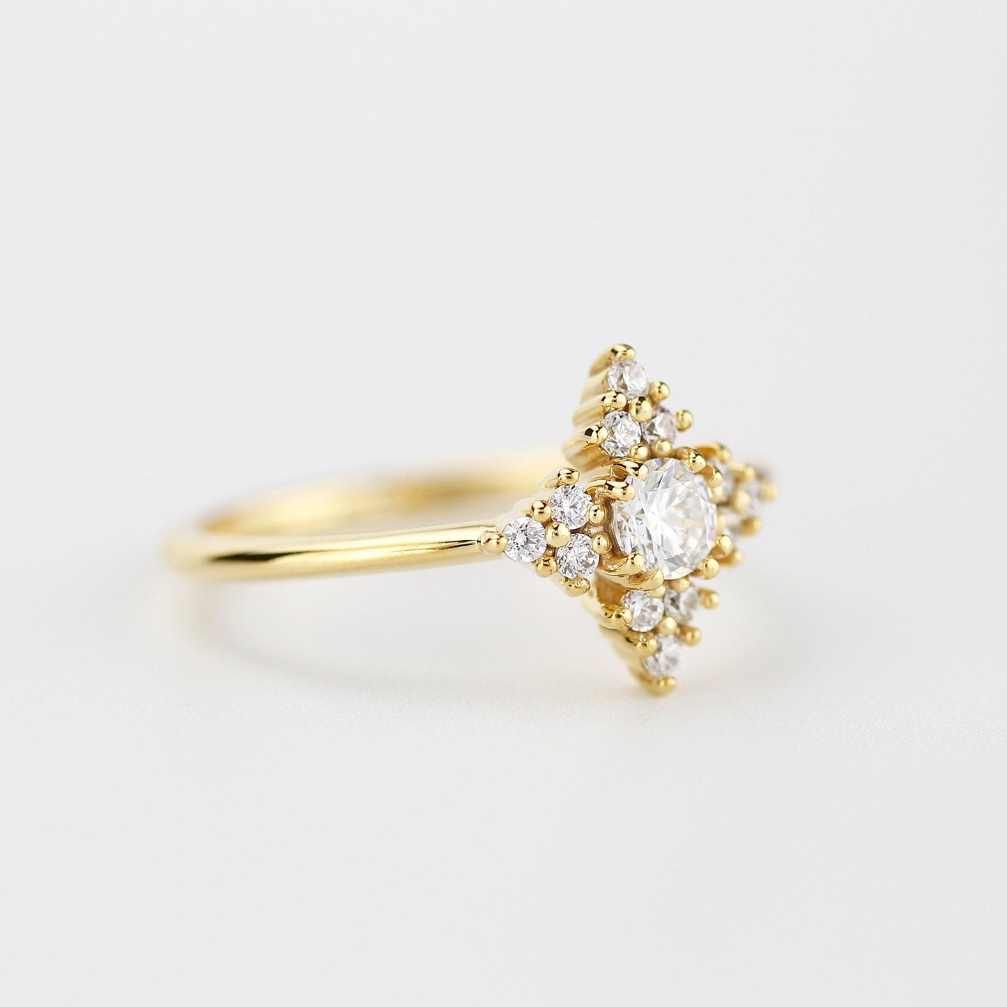 Snowflake diamond ring engagement | unique engagement ring white diamonds - NOOI JEWELRY