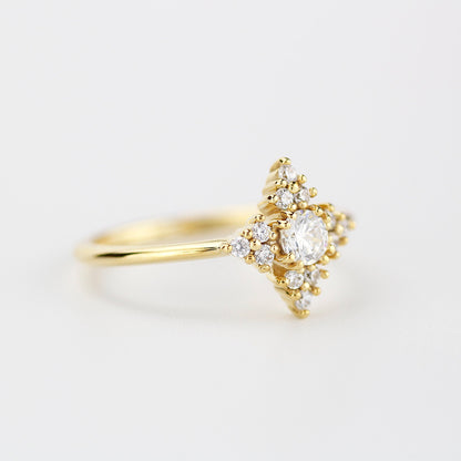 Snowflake diamond ring engagement | unique engagement ring white diamonds - NOOI JEWELRY