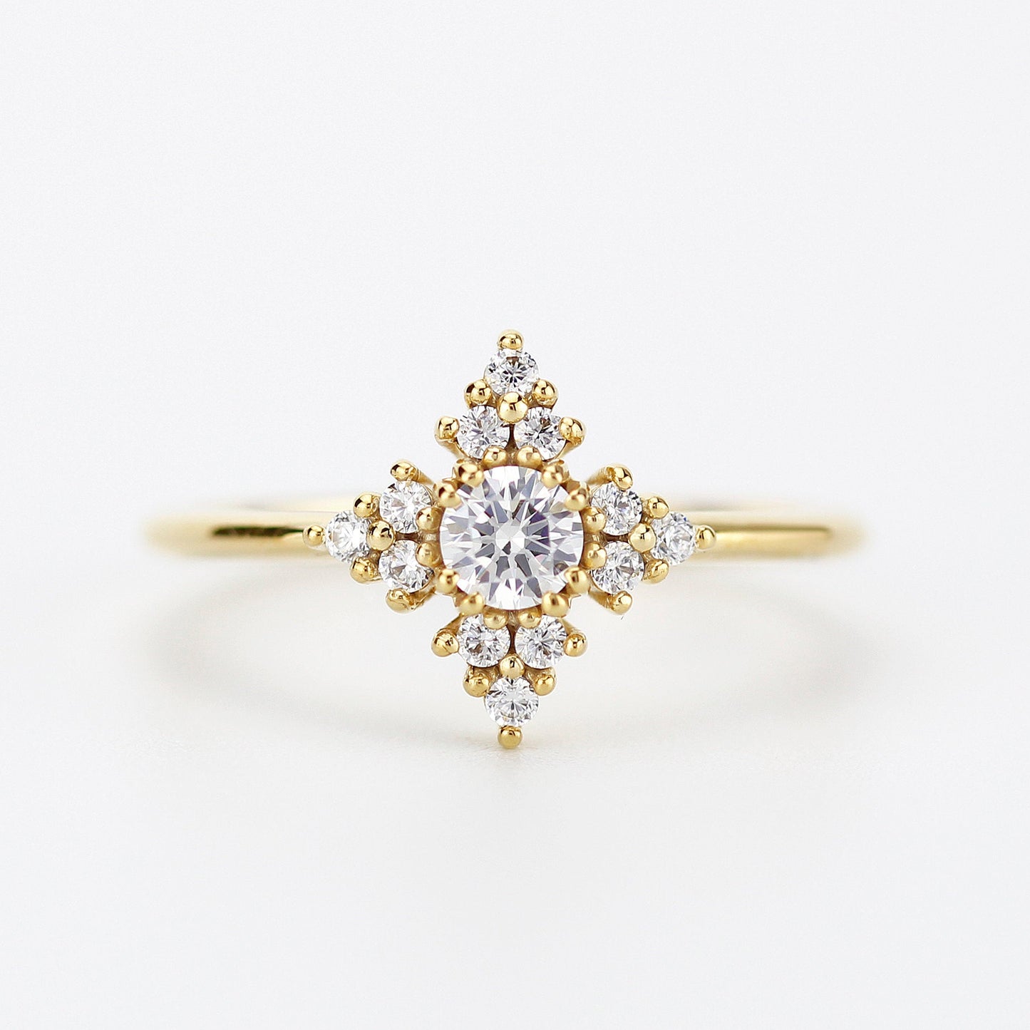 Snowflake diamond ring engagement | unique engagement ring white diamonds - NOOI JEWELRY