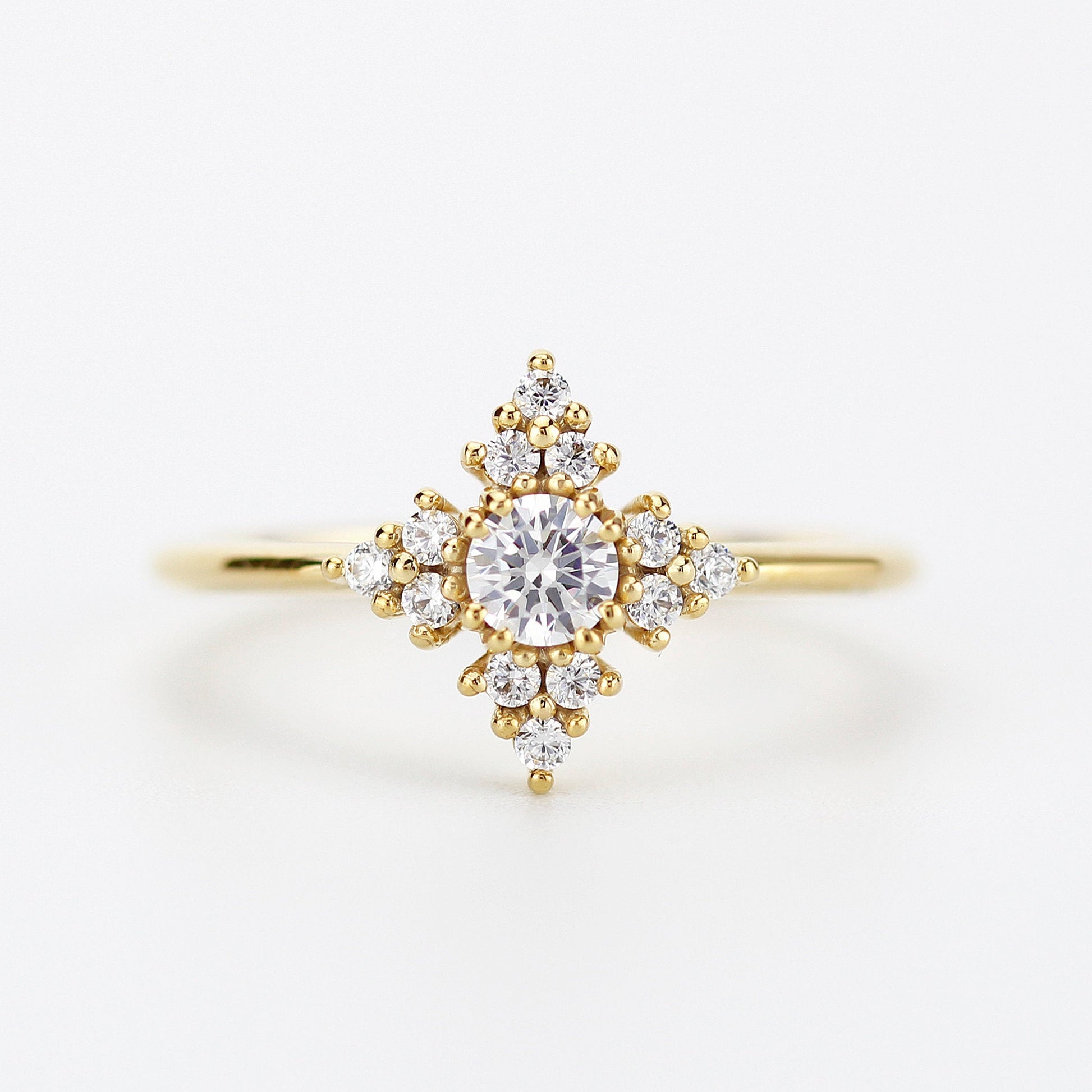 Snowflake diamond ring engagement | unique engagement ring white diamonds - NOOI JEWELRY