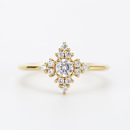 Snowflake diamond ring engagement | unique engagement ring white diamonds - NOOI JEWELRY