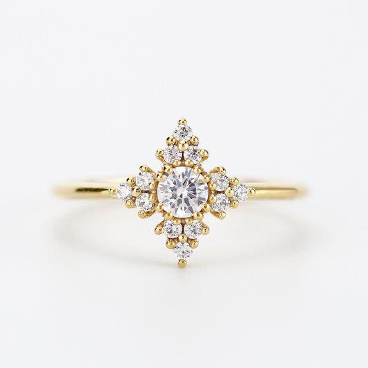 Snowflake diamond ring engagement | unique engagement ring white diamonds - NOOI JEWELRY