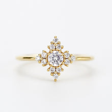 Load image into Gallery viewer, Snowflake diamond ring engagement | unique engagement ring white diamonds - NOOI JEWELRY
