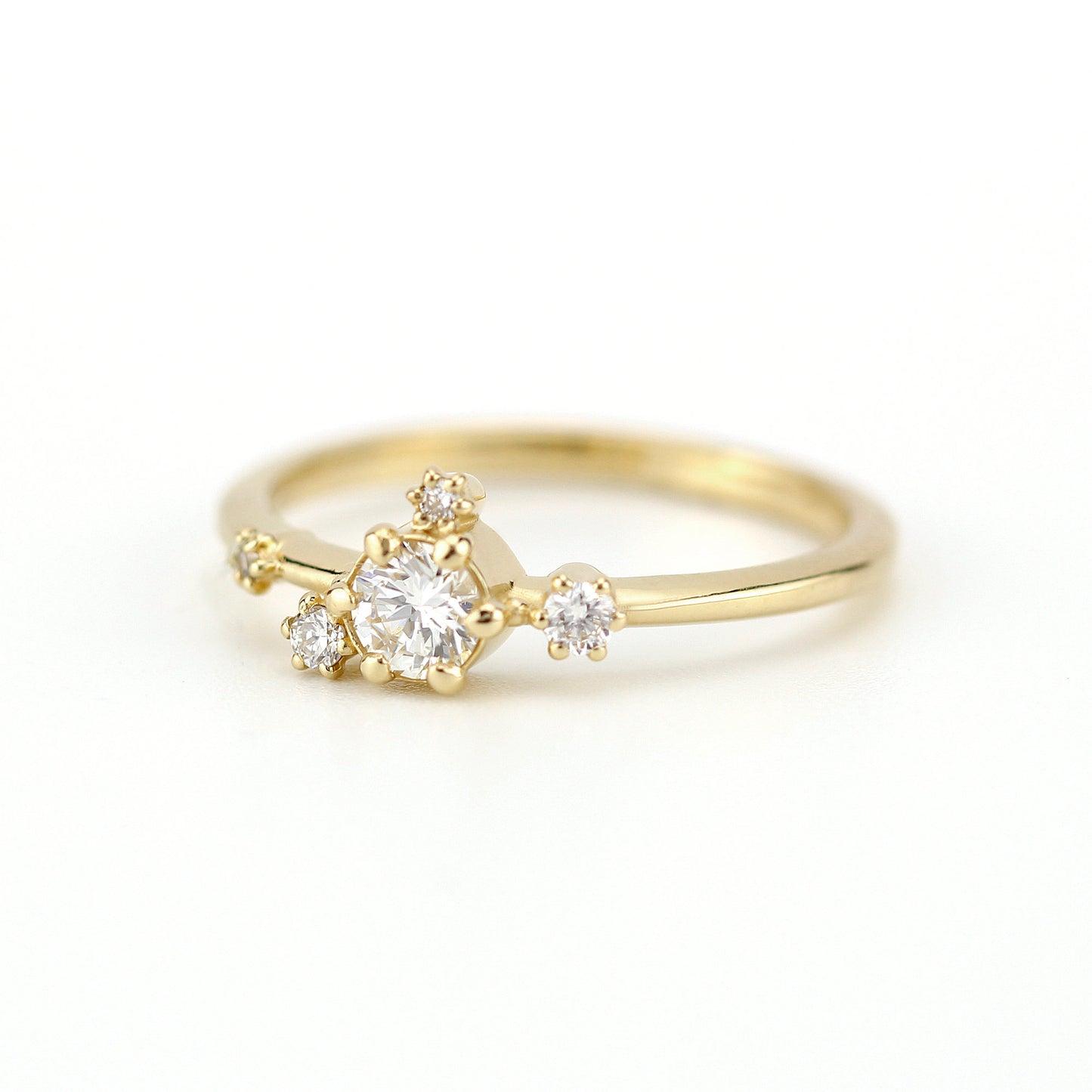 unique engagement ring, delicate engagement ring, engagement ring white diamond, minimalist engagement ring - NOOI JEWELRY