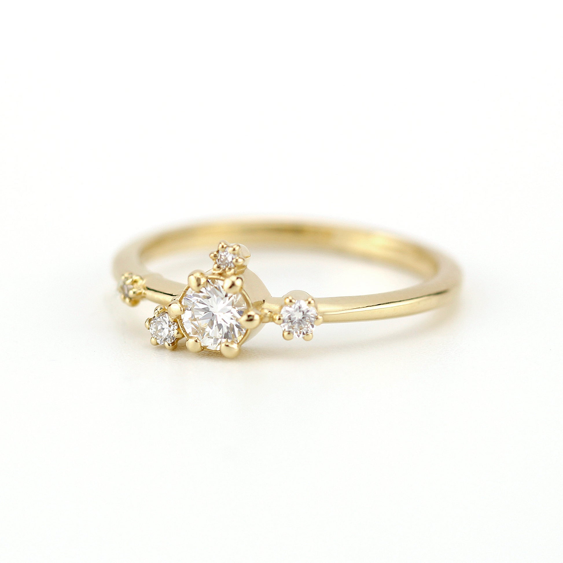 unique engagement ring, delicate engagement ring, engagement ring white diamond, minimalist engagement ring - NOOI JEWELRY