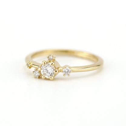 unique engagement ring, delicate engagement ring, engagement ring white diamond, minimalist engagement ring - NOOI JEWELRY
