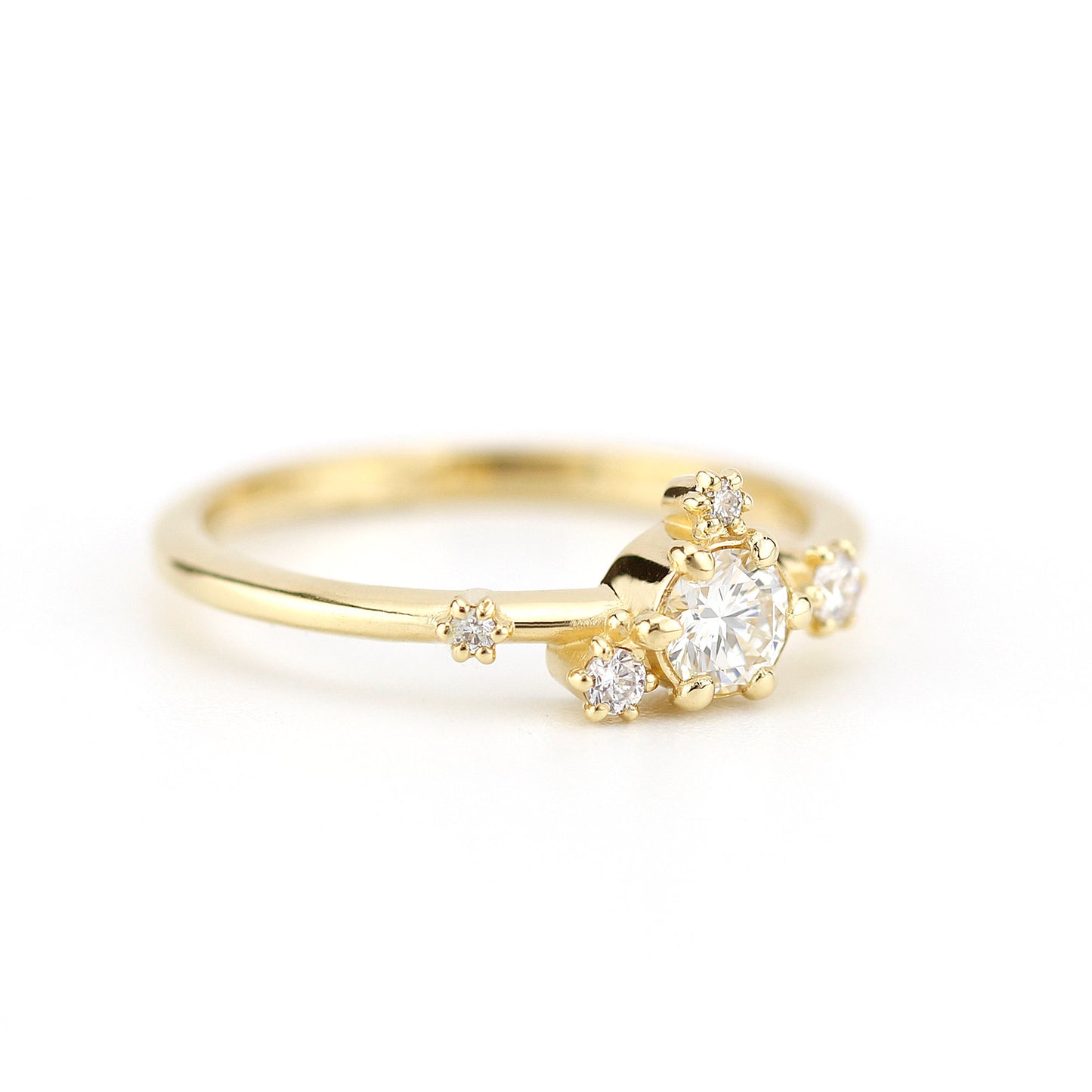 unique engagement ring, delicate engagement ring, engagement ring white diamond, minimalist engagement ring - NOOI JEWELRY