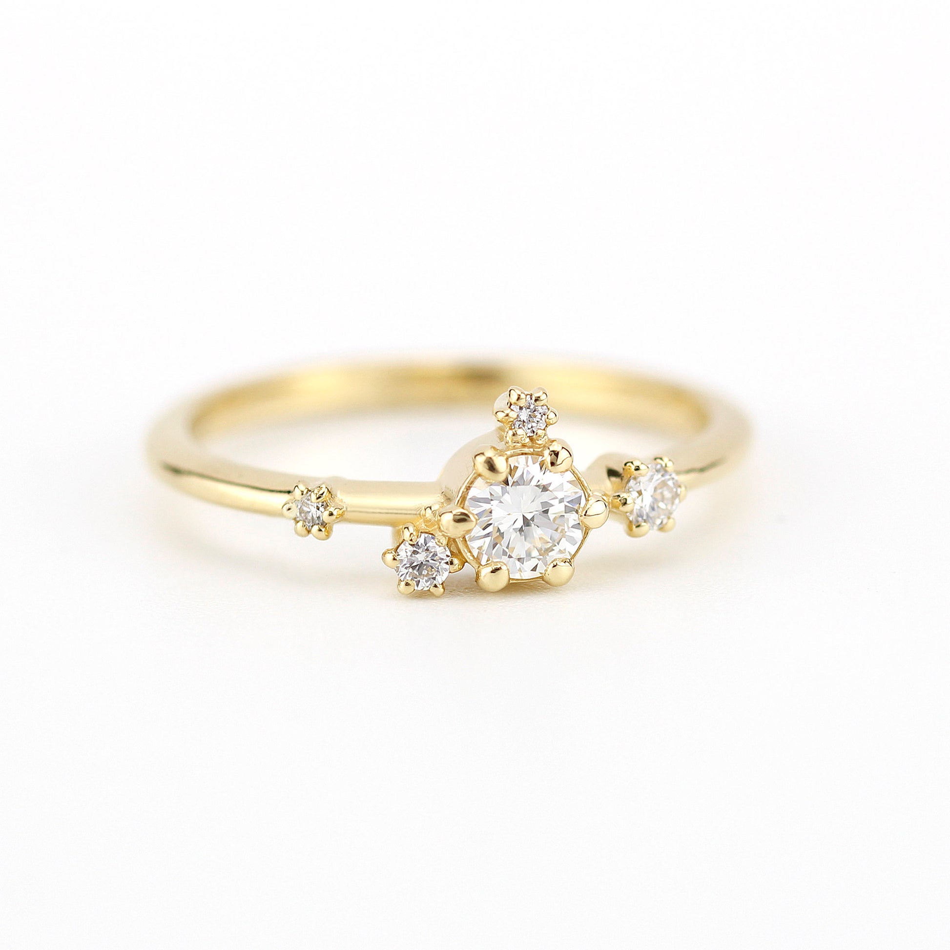 unique engagement ring, delicate engagement ring, engagement ring white diamond, minimalist engagement ring - NOOI JEWELRY