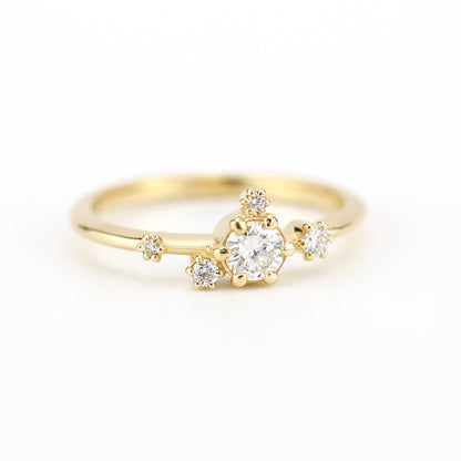 unique engagement ring, delicate engagement ring, engagement ring white diamond, minimalist engagement ring - NOOI JEWELRY