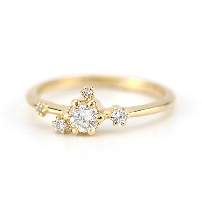 unique engagement ring, delicate engagement ring, engagement ring white diamond, minimalist engagement ring - NOOI JEWELRY