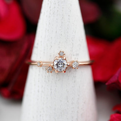 unique engagement ring, delicate engagement ring, engagement ring white diamond, minimalist engagement ring - NOOI JEWELRY