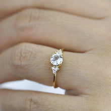 Load image into Gallery viewer, Aquamarine engagement ring, cluster ring aquamarine and diamonds - NOOI JEWELRY
