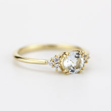 Load image into Gallery viewer, Aquamarine engagement ring, cluster ring aquamarine and diamonds - NOOI JEWELRY