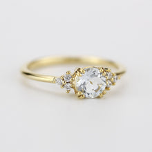 Load image into Gallery viewer, Aquamarine engagement ring, cluster ring aquamarine and diamonds - NOOI JEWELRY