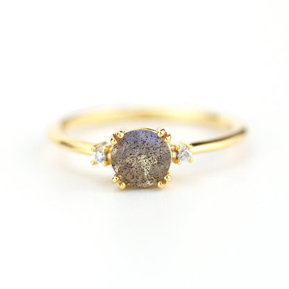 Engagement ring Labradorite and diamond, simple diamond ring - NOOI JEWELRY