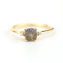 Load image into Gallery viewer, Engagement ring Labradorite and diamond, simple diamond ring - NOOI JEWELRY