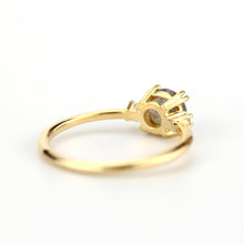 Load image into Gallery viewer, Engagement ring Labradorite and diamond, simple diamond ring - NOOI JEWELRY