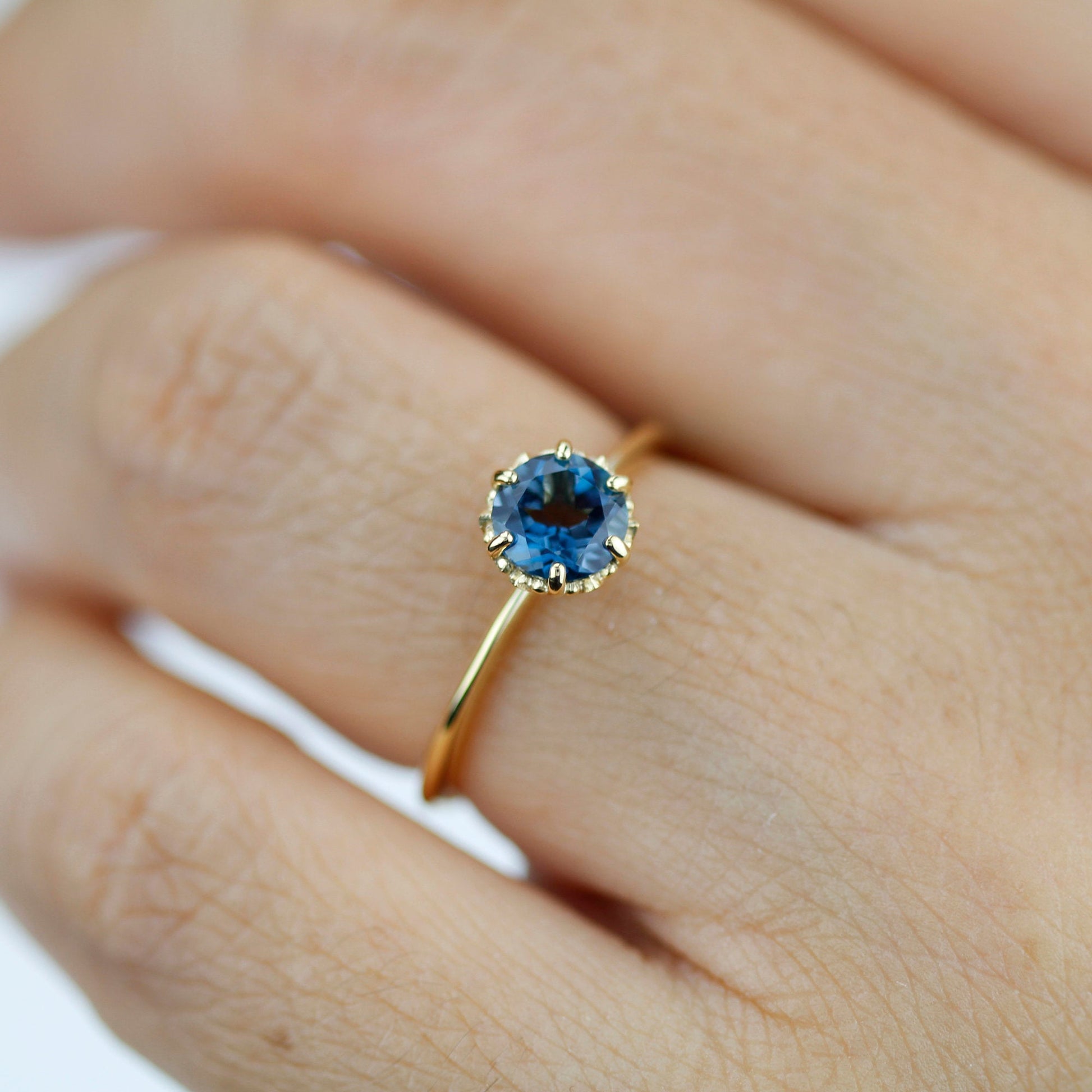 simple solitaire engagement ring London blue topaz - NOOI JEWELRY