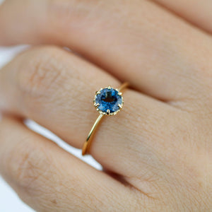 simple solitaire engagement ring London blue topaz - NOOI JEWELRY