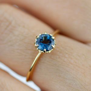 simple solitaire engagement ring London blue topaz - NOOI JEWELRY