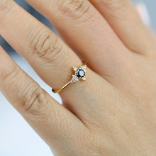 Load image into Gallery viewer, Engagement ring black diamond, diamond engagement ring, minimalist engagement ring, unique engagement ring - NOOI JEWELRY