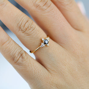 Engagement ring black diamond, diamond engagement ring, minimalist engagement ring, unique engagement ring - NOOI JEWELRY