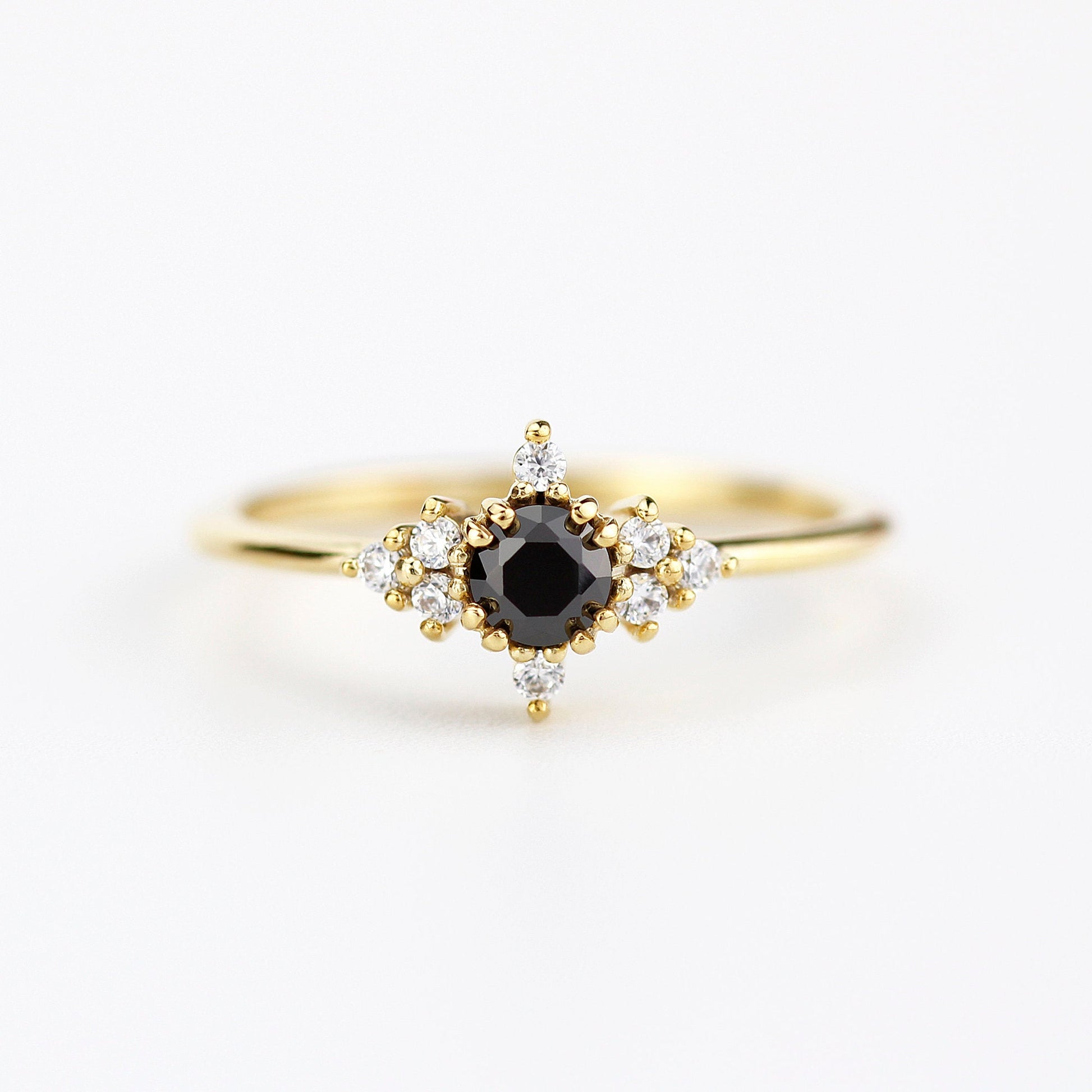 Engagement ring black diamond, diamond engagement ring, minimalist engagement ring, unique engagement ring - NOOI JEWELRY