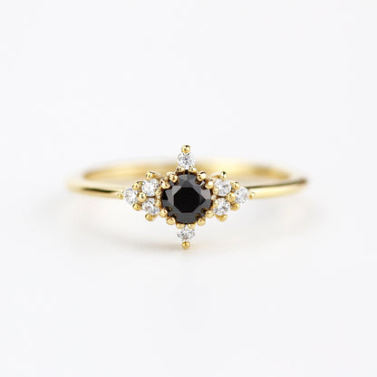 Engagement ring black diamond, diamond engagement ring, minimalist engagement ring, unique engagement ring - NOOI JEWELRY