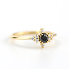 Load image into Gallery viewer, Engagement ring black diamond, diamond engagement ring, minimalist engagement ring, unique engagement ring - NOOI JEWELRY