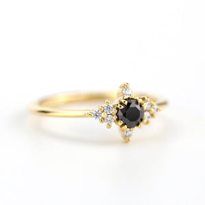 Engagement ring black diamond, diamond engagement ring, minimalist engagement ring, unique engagement ring - NOOI JEWELRY