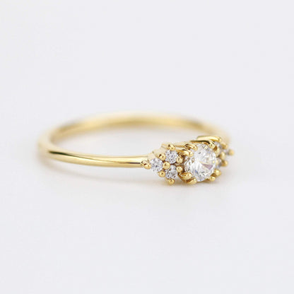 Cluster engagement ring diamond | classic engagement ring round simple | R284WD - NOOI JEWELRY