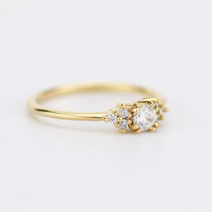 Cluster engagement ring diamond | classic engagement ring round simple | R284WD - NOOI JEWELRY
