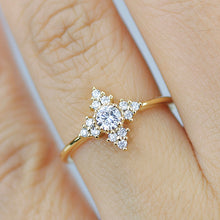 Load image into Gallery viewer, Snowflake diamond ring engagement | unique engagement ring white diamonds - NOOI JEWELRY