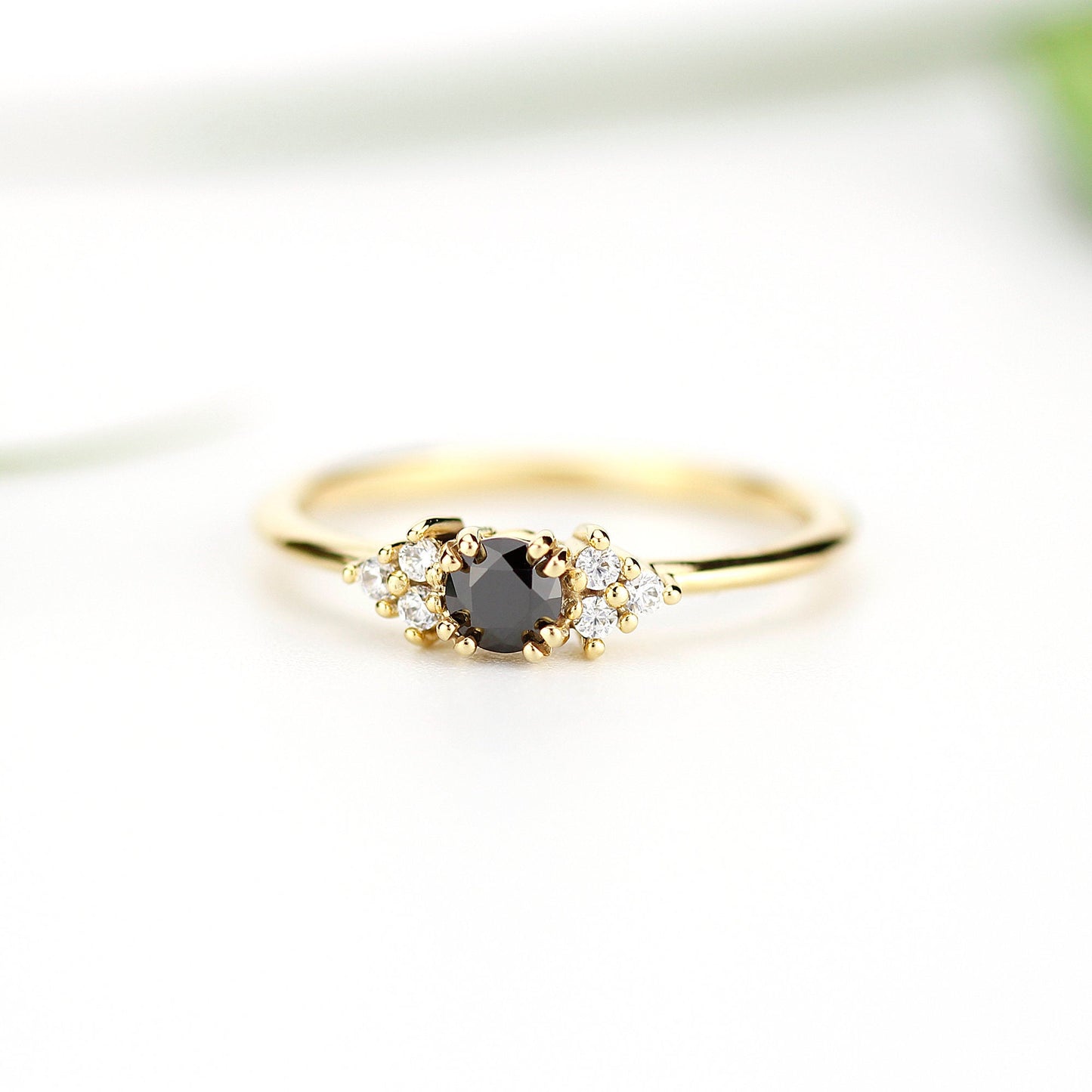 unique engagement ring, diamond engagement ring, black diamond ring, simple engagement ring, delicate engagement ring, engagement ring - NOOI JEWELRY
