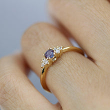 Load image into Gallery viewer, Alexandrite and diamond engagement ring, round cluster alexandrite with side stones - NOOI JEWELRY
