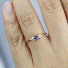 Load image into Gallery viewer, Alexandrite and diamond engagement ring, round cluster alexandrite with side stones - NOOI JEWELRY