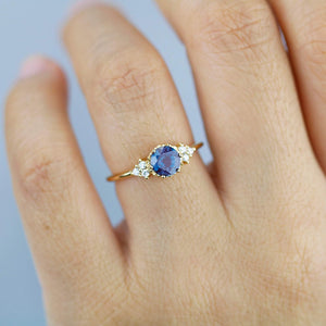 alexandrite engagement ring round, cluster ring alexandrite and diamonds - NOOI JEWELRY