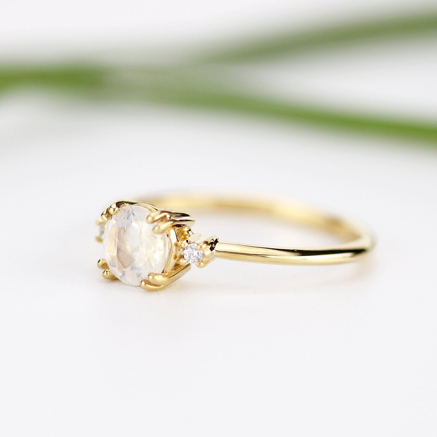 Moonstone engagement ring, simple engagement ring, minimalist engagement ring, unique engagement ring - NOOI JEWELRY