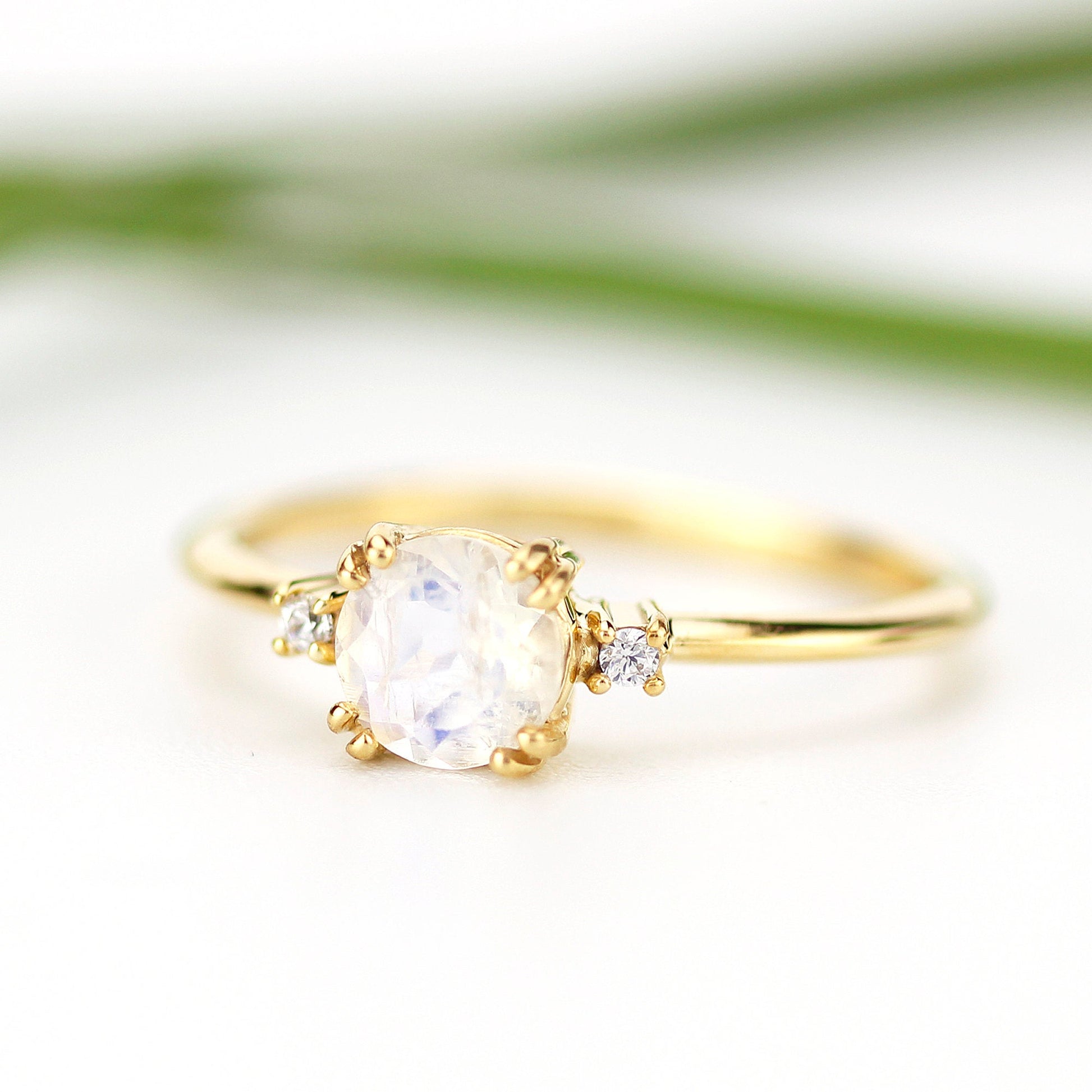 Moonstone engagement ring, simple engagement ring, minimalist engagement ring, unique engagement ring - NOOI JEWELRY