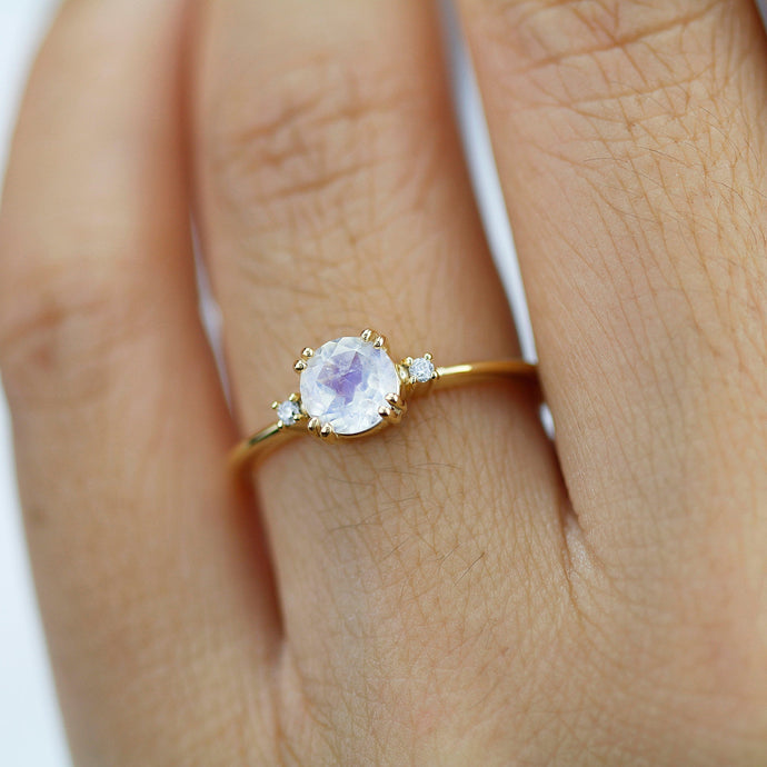 Moonstone engagement ring, simple engagement ring, minimalist engagement ring, unique engagement ring - NOOI JEWELRY