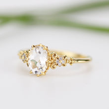Load image into Gallery viewer, white topaz and diamond ring, vintage style engagement rings diamond unique - NOOI JEWELRY